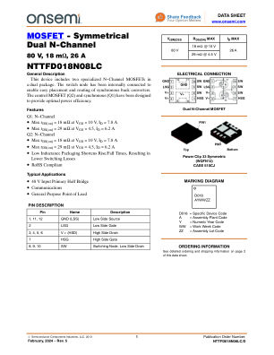 NTTFD018N08LC datasheet cover page