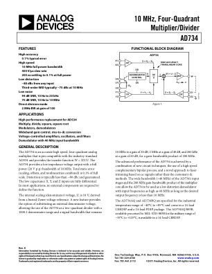 AD734 数据手册首页