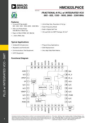 HMC822 数据手册首页