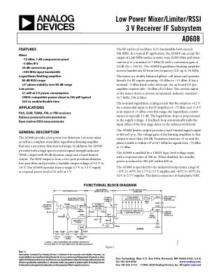 AD608 数据手册首页