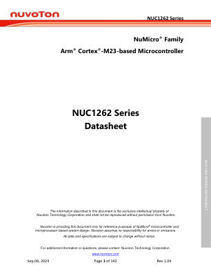 NUC1262 datasheet cover page