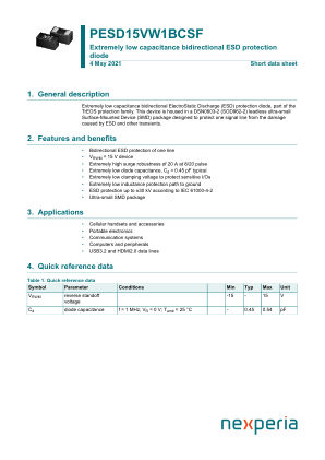 PESD15VW1BCSFYL datasheet cover page