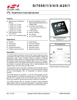 SI7051-A20-ZMR datasheet cover page