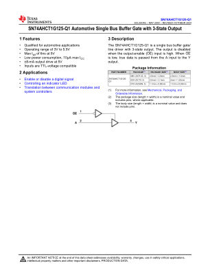 SN74AHCT1G125-Q1 datasheet cover page