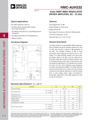 HMC-AUH232 datasheet cover page