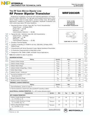MRF20030R 数据手册首页
