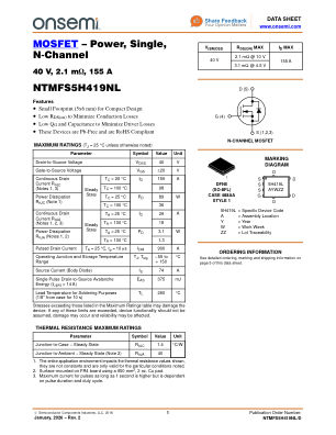 NTMFS5H419NL 数据手册首页