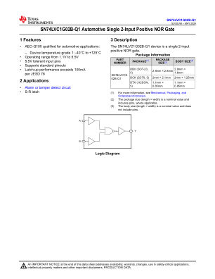 SN74LVC1G02B-Q1 数据手册首页