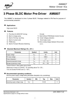 AM6807 datasheet cover page