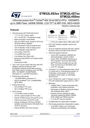 STM32L4S5VI 数据手册首页