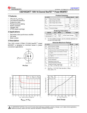CSD19532KTT 数据手册首页