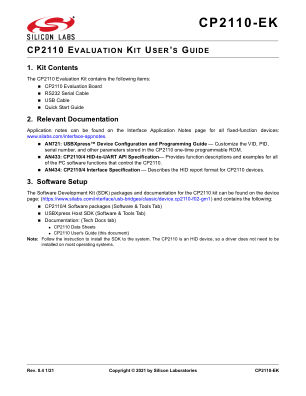 CP2110EK datasheet cover page