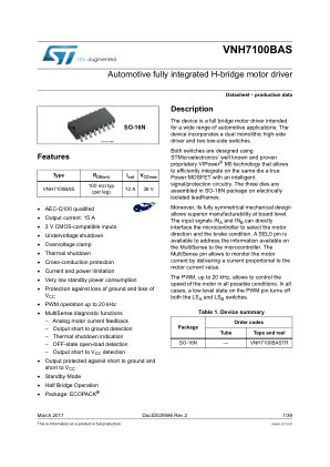VNH7100BAS 数据手册首页