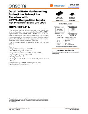 MC74HCT241A datasheet cover page