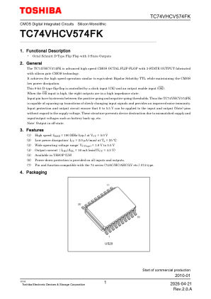 TC74VHCV574FK datasheet cover page
