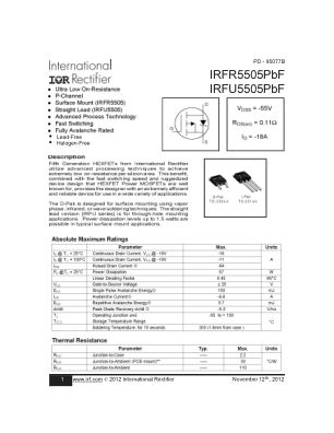 IRFR5505 datasheet cover page