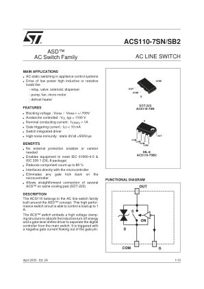 ACS110 数据手册首页