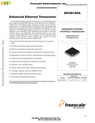 MC68160A datasheet cover page