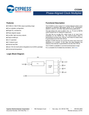 CY2300 datasheet cover page