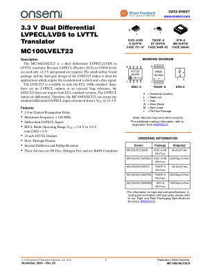 MC100LVELT23 数据手册首页