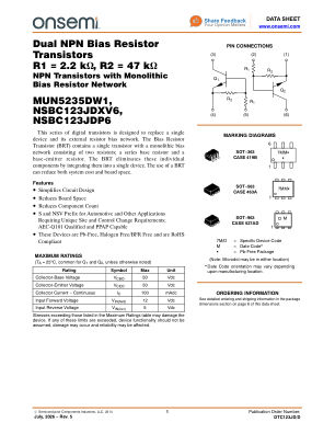 DTC123JD 数据手册首页