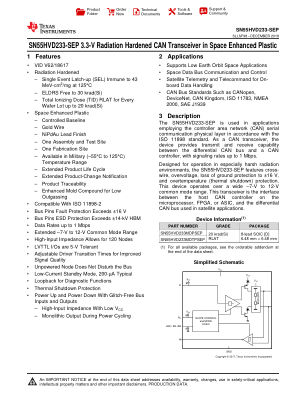 SN55HVD233-SEP datasheet cover page