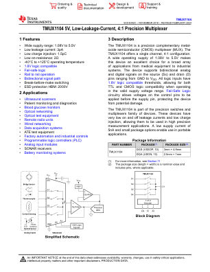 TMUX1104 datasheet cover page
