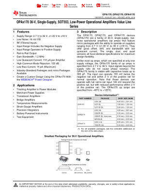 OPA4170 datasheet cover page