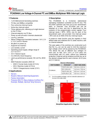 PCA9544A datasheet cover page