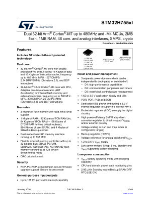 STM32H755BI datasheet cover page