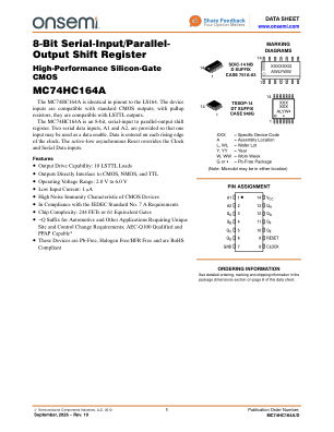 MC74HC164A datasheet cover page