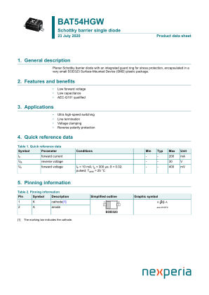 BAT54HGWX datasheet cover page
