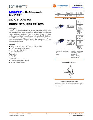 FDPF51N25RDTU 数据手册首页