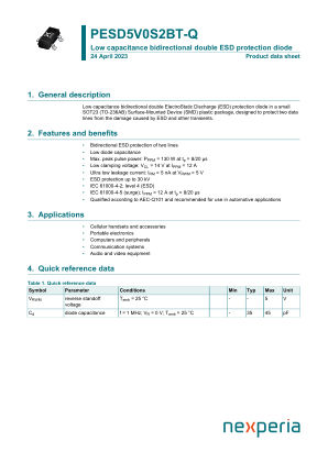 PESD5V0S2BT-QR datasheet cover page
