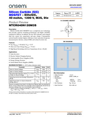 NTCR040N120M3S-DIE 数据手册首页