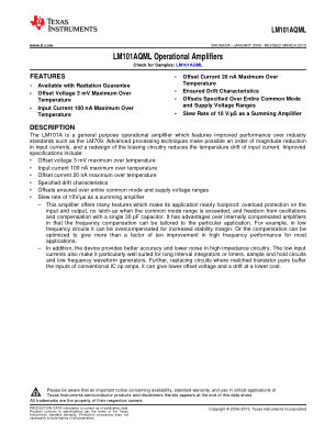 LM101AQML-SP datasheet cover page
