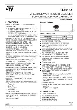 STA016A datasheet cover page