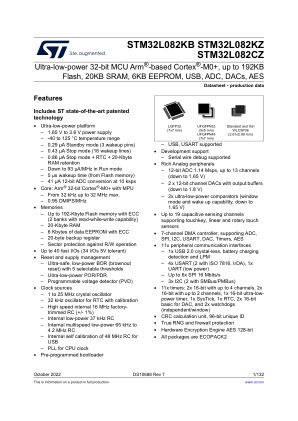 STM32L082KB datasheet cover page