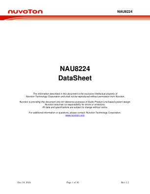 NAU8224 datasheet cover page