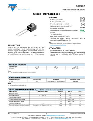 BPV22F datasheet cover page