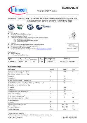 IKA06N60T datasheet cover page