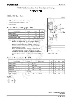 1SV270 数据手册首页