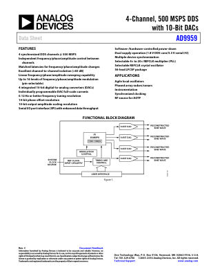 AD9959 数据手册首页