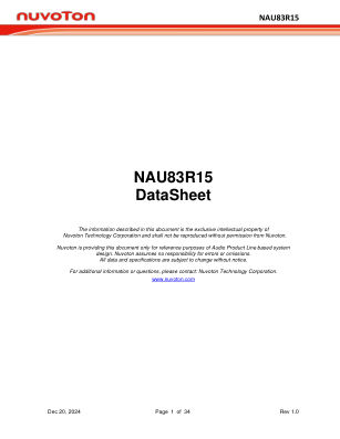 NAU83R15 数据手册首页