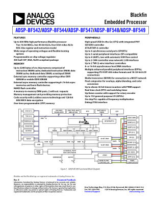 ADSP-BF542 数据手册首页