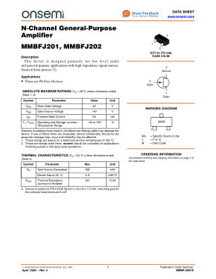 MMBFJ202 数据手册首页
