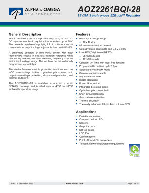 AOZ2261BQI-28 datasheet cover page