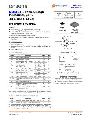 NVTFS015P03P8Z 数据手册首页