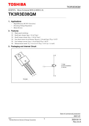 TK3R3E08QM datasheet cover page