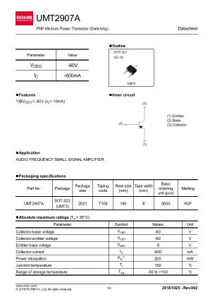 UMT2907A 数据手册首页